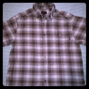 SOLD ** Mens Brown Flannel Button Up